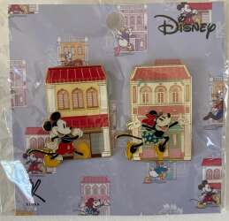 Mickey and Minnie Mouse with Singapore buildings