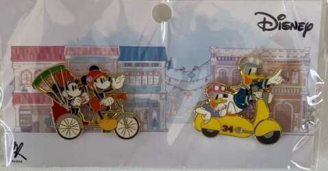 Mickey and Minnie Mouse on Tuk Tuk, Donald and Daisy Duck on Moped