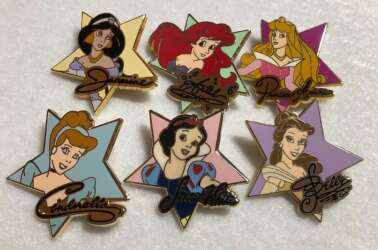 Princess Signature Stars Complete 6-pin Cast Lanyard 2004 Set