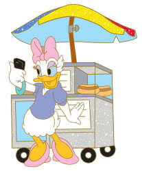 Daisy at hot dog cart