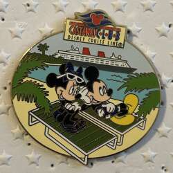 'Castaway Club - Lanyard and 2 Pin Set - Mickey and Minnie Black Swimsuits ONLY - DCL'