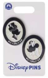 Mickey and Minnie Mouse Shadow Silhouettes Mr. and Mrs. Pin Set