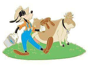 Goofy and a cow