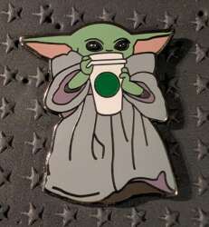 Grogu with Starbucks