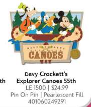 120032 - Unknown Series - Davy Crockett's Explorer Canoes 55th Anniversary - Disneyland Resort alternate image