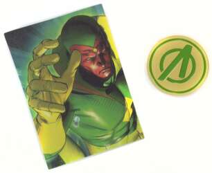 120423 - NECA Marvel Die-Struck Pin & Card Mystery Collection - Vision Symbol — Embossed Variant - Disney Licensed alternate image
