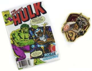 120430 - NECA Marvel Die-Struck Pin & Card Mystery Collection - Rocket Raccoon — Embossed Variant - Disney Licensed alternate image