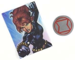120519 - NECA Marvel Die-Struck Pin & Card Mystery Collection - Black Widow Symbol — Embossed Variant - Disney Licensed alternate image