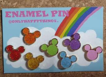 Glitter Rainbow Mickey Heads Pin set