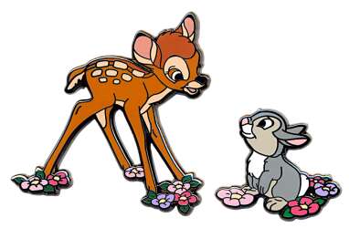 'Bambi and Thumper on Flowers 2 Pin Set - Full Set - MLT'