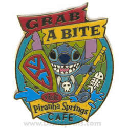 'Map and Mini Pin GWP: Jungle Cruise - Grab A Bite - Piranha Springs Cafe - Stitch - DLR'