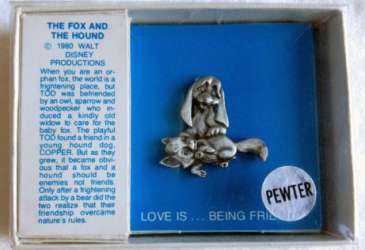 586 - Walt Disney Productions Pewter Sculpted Brooch - Tod and Copper alternate image