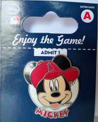 25738 - Major League Baseball (MLB) - Mickey Mouse Los Angeles ANGELS of Anaheim Face on Baseball - Disney Licensed alternate image