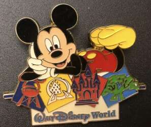 17802 - Millennium Celebration - Mickey Mouse Laying on Parks Logos (Brooch Back) - Walt Disney World alternate image