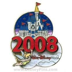 '2008 Dated Year Pins - Cinderella Castle - Tinker Bell - WDW'
