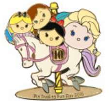 13244 - Pin Trading Fun Day 2016 - Elsa, Alice, Snow White and Anna on a Carousel Horse - Hong Kong Disneyland alternate image