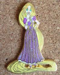 916 - Princess Glitter Pins - Rapunzel Playing with Hair alternate image
