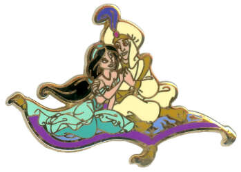 Aladdin and Jasmine riding the Magic Carpet