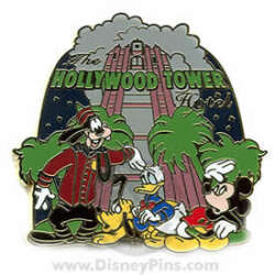 'Characters on Walt Disney World Attractions Mystery Collection - Mickey, Donald, Goofy and Pluto at the Hollywood Tower Hotel - WDW'