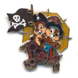 Chip and Dale pin on pin with pirate flag of cloth