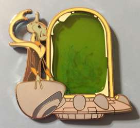 Green Stained Glass with Stitch Standing at Bottom