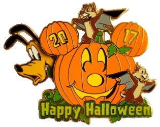 Happy Halloween - Pluto, Chip and Dale with Mickey Pumpkin