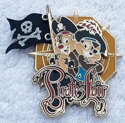 22537 - Pirate's Lair on Tom Sawyer Island - Chip and Dale pin on pin with pirate flag of cloth - Disneyland Resort alternate image