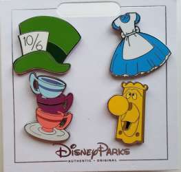 Alice in Wonderland Icons 4-pin Set - Alice in Wonderland Pin Trading Flair 4-pin Set - MLT