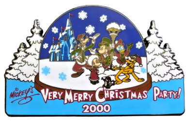 'Mickey's Very Merry Christmas Party (MVMCP) 2000 - The Fab 5 Plus Chip &amp; Dale Snowglobe with Trees - WDW'