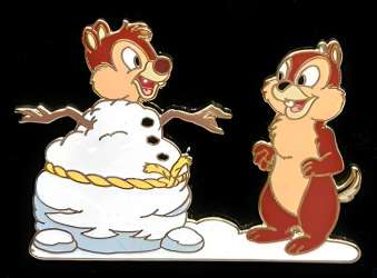Chip & Dale Making a Snowman