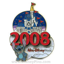'2008 Dated Year Pins - Cinderella Castle - Stitch - WDW'