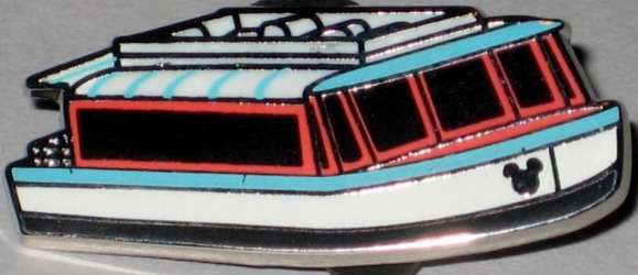 White with red and teal trim boat