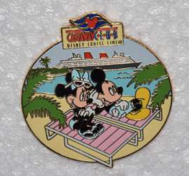 8325 - Castaway Club - Lanyard and 2 Pin Set - Mickey and Minnie Blue Swimsuits ONLY - Disney Cruise Line alternate image