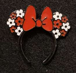 40206 - BoxLunch - Minnie Mouse Ears Headband (Series 2) - Red & White Flower ears with Red Bow - Loungefly alternate image