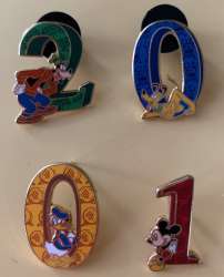 2001 Dated Year Pins - Park Icon Numbers Boxed Set — Full Set - WDW