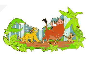 Simba, Pumbaa and Timon Walking on Log