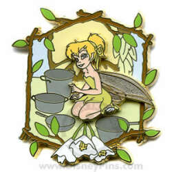 Tinker Bell With Lilies in a Branch and Leaf Frame