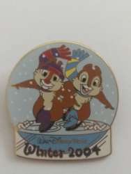 Winter 2004 Snowglobe Series - Chip &amp; Dale Ice Skating - #1 - WDW