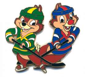 Chip & Dale Playing Ice Hockey