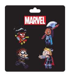 44841 - NYCC 2021 - Marvel Skottie Young - Marvel Pin Set #3 - Spider-Woman, Valkyrie, The Winter Soldier and Thor - Disney Licensed alternate image