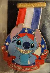 45610 - Memorial Day - 2006 - Stitch Medal with Red White and Blue Ribbon - Walt Disney World alternate image
