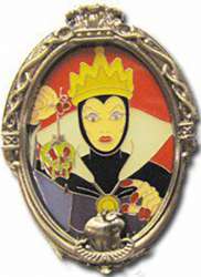 Evil Queen holding poison apple over cauldron