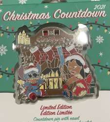 Christmas Countdown Series - Lilo and Stitch Christmas Countdown - sitting in front of fireplace - DSUS