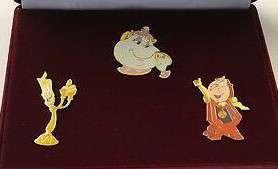 Great Wide Somewhere Pin Set - Lumiere, Mrs. Potts with son Chip, and Cogsworth the Clock - MLT