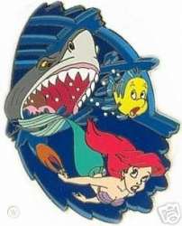 48676 - Disney Auctions - Ariel and Flounder chased by shark - Disney Auctions alternate image
