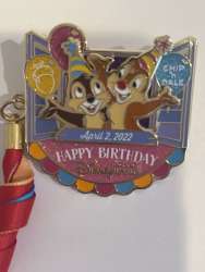 HKDL Character Birthdays - 2022 - Happy Birthday Chip and Dale Ribbon Dangle - HKDL