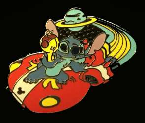 Stitch Standing on a Flying Saucer