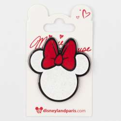 Minnie Mouse - White glitter Minnie Icon with red bow - DLP