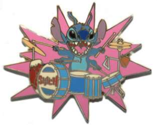 Stitch playing drums
