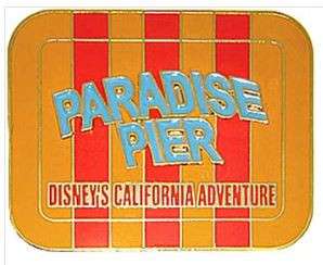 Paradise Pier Orange and Red Striped Logo